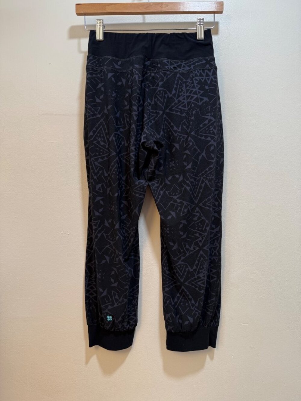 Sweaty Betty Black Geo Print XS Workout Joggers With Ribbed Cuffs & High Waistba - Picture 5 of 6